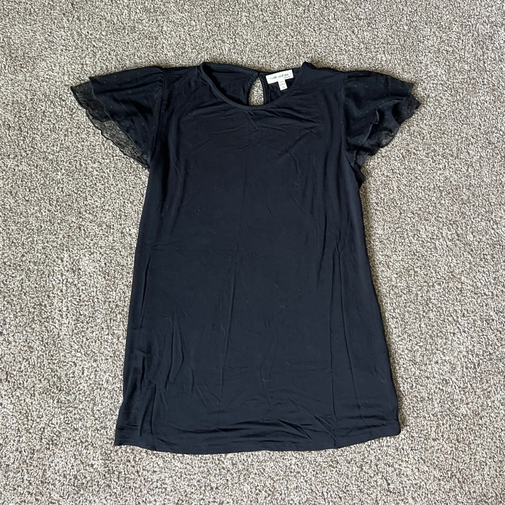 Black Flutter Sleeve Blouse